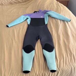 Rip Curl juniors Omega 3:2 Colorblock Full Wetsuit in Mint, Purple & Black